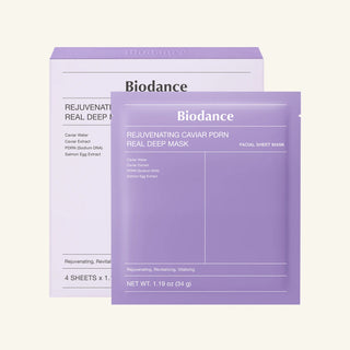 Biodance Rejuvenating Caviar PDRN Real Deep Mask – veido kaukė intensyviam odos atstatymui, stangrinimui ir švytėjimui