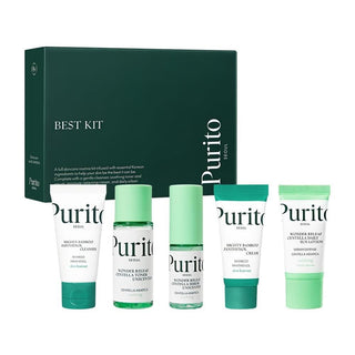 Purito SEOUL Best Kit – Odos priežiūros rinkinys su pantenoliu ir centelėmis